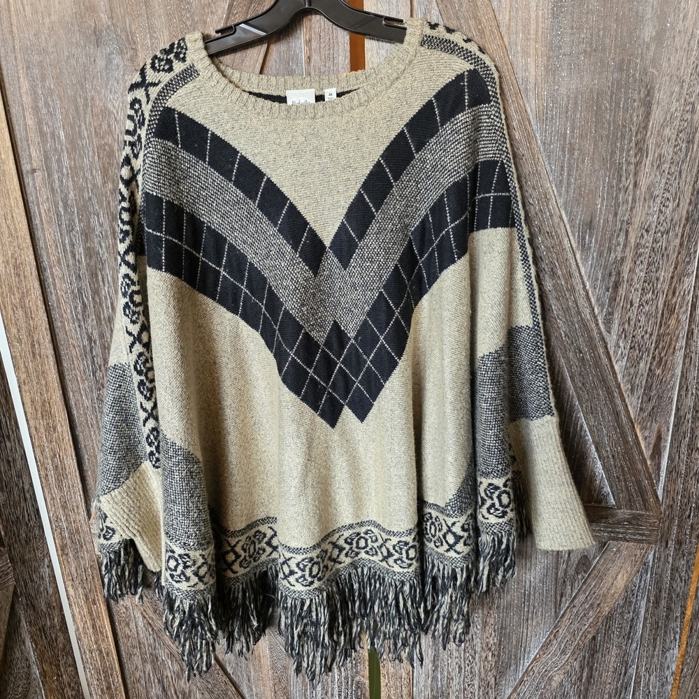 Rafaella Weekend Sweater Women's Size 3X Tank & Black Cape Poncho Geometric